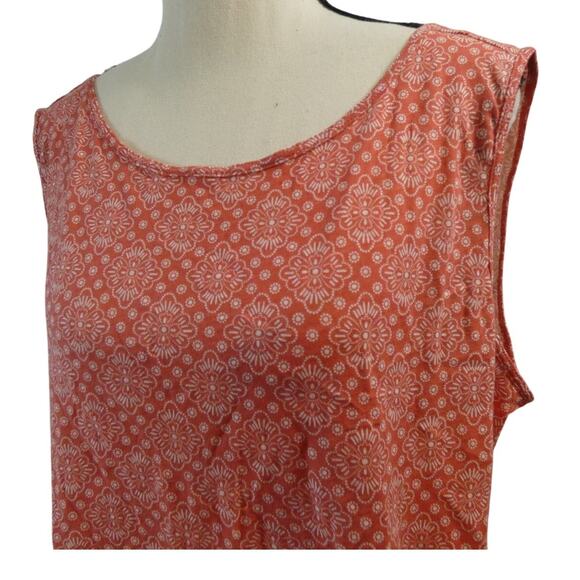 Loft Vintage Soft Large Orange Sleeveless Shirt Back Tie Peasant Boho - Picture 3 of 5